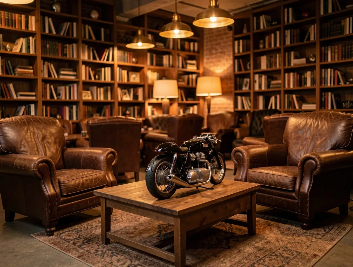 Espace lounge et bibliothèque Malone Loria