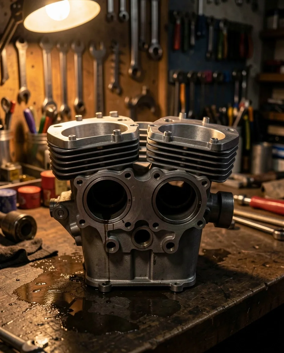 Détail mécanique moteur atelier