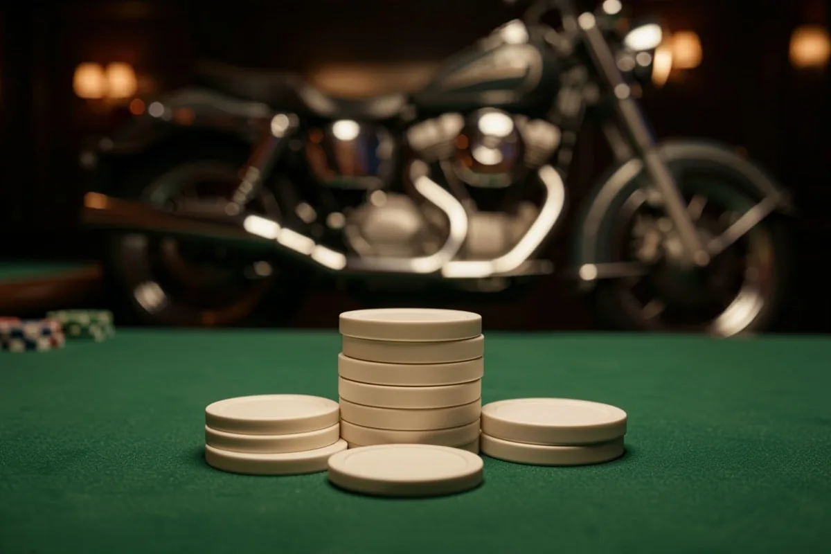 Table de jeu et jetons dans l'ambiance feutrée du salon de poker